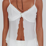 Babydolls Lace Trim Split Top Off White