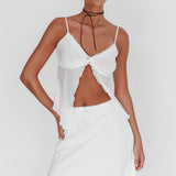 Babydolls Lace Trim Split Top Off White