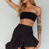 Gloria Puffed Hem Mini Skirt Black