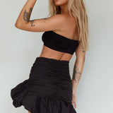 Gloria Puffed Hem Mini Skirt Black