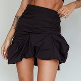 Gloria Puffed Hem Mini Skirt Black