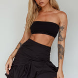 Gloria Puffed Hem Mini Skirt Black