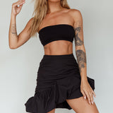Gloria Puffed Hem Mini Skirt Black