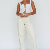 Never Miss Lace-Up Bust Top White