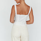 Never Miss Lace-Up Bust Top White