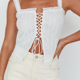 Never Miss Lace-Up Bust Top White