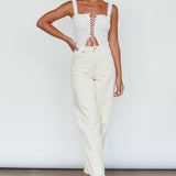 Never Miss Lace-Up Bust Top White