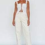 Never Miss Lace-Up Bust Top White