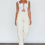 Never Miss Lace-Up Bust Top White