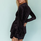 Anely Crushed Velour Mini Skirt Black