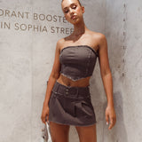 Spring Breaker Pleated Mini Skirt Dark Grey