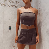 Hot Girl Summer Laced Back Crop Top Dark Grey