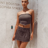 Hot Girl Summer Laced Back Crop Top Dark Grey