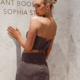 Hot Girl Summer Laced Back Crop Top Dark Grey