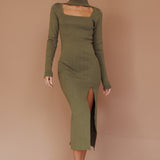Get Acquainted Cut-Out Bust Midi Dress Olive