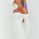 Briar Off-Shoulder Knit Midi Dress Off White