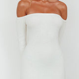 Briar Off-Shoulder Knit Midi Dress Off White