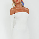 Briar Off-Shoulder Knit Midi Dress Off White