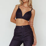 Isalei Bralette Crop Top Denim