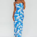 Sherilyn Criss-Cross Back Midi Dress Blue Floral