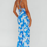 Sherilyn Criss-Cross Back Midi Dress Blue Floral