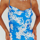 Sherilyn Criss-Cross Back Midi Dress Blue Floral