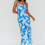 Sherilyn Criss-Cross Back Midi Dress Blue Floral