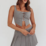 Swoon Lace-Up Corset Top Grey