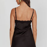 Spellbound Satin Mini Slip Dress Black