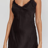 Spellbound Satin Mini Slip Dress Black
