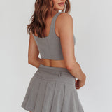 Swoon Belted Pleat Mini Skirt Grey