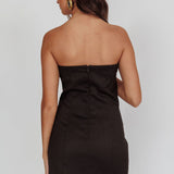 Titania Strapless Buttoned Mini Dress Black