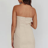 Titania Strapless Buttoned Mini Dress Light Taupe