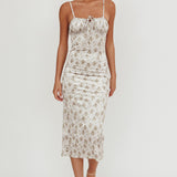 Magic Wand Velvet Midi Dress Olive Floral