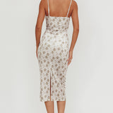 Magic Wand Velvet Midi Dress Olive Floral