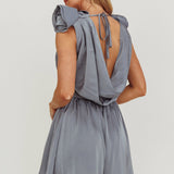 Hallie Cowl Neck Rosette Romper Cement