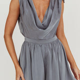Hallie Cowl Neck Rosette Romper Cement