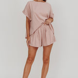 Yuna Elastic Waist Relaxed Shorts Blush