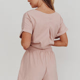 Yuna Elastic Waist Relaxed Shorts Blush
