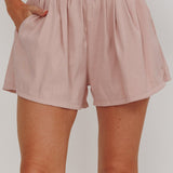 Yuna Elastic Waist Relaxed Shorts Blush