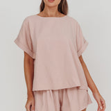 Yuna Pleat Back Boxy Tee Blush