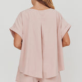 Yuna Pleat Back Boxy Tee Blush
