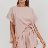 Yuna Pleat Back Boxy Tee Blush