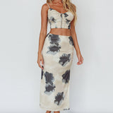 Miss You Midi Skirt Floral Cream