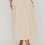 Zealous A-Line Striped Midi Skirt Beige/Off White