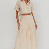 Zealous Boxy Cropped Striped Shirt Beige/Off White