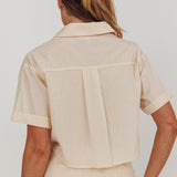 Zealous Boxy Cropped Striped Shirt Beige/Off White