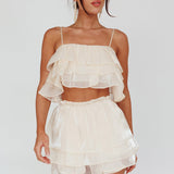 Easy To Love Layered Ruffle Shorts Cream