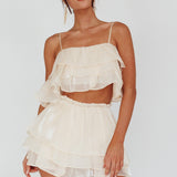 Easy To Love Layered Ruffle Shorts Cream