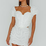 Cielito Embellished Mini Skirt White